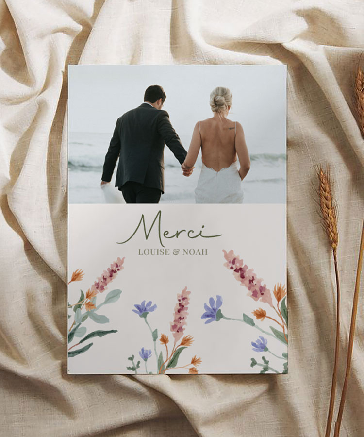 Carte remercie mariage 