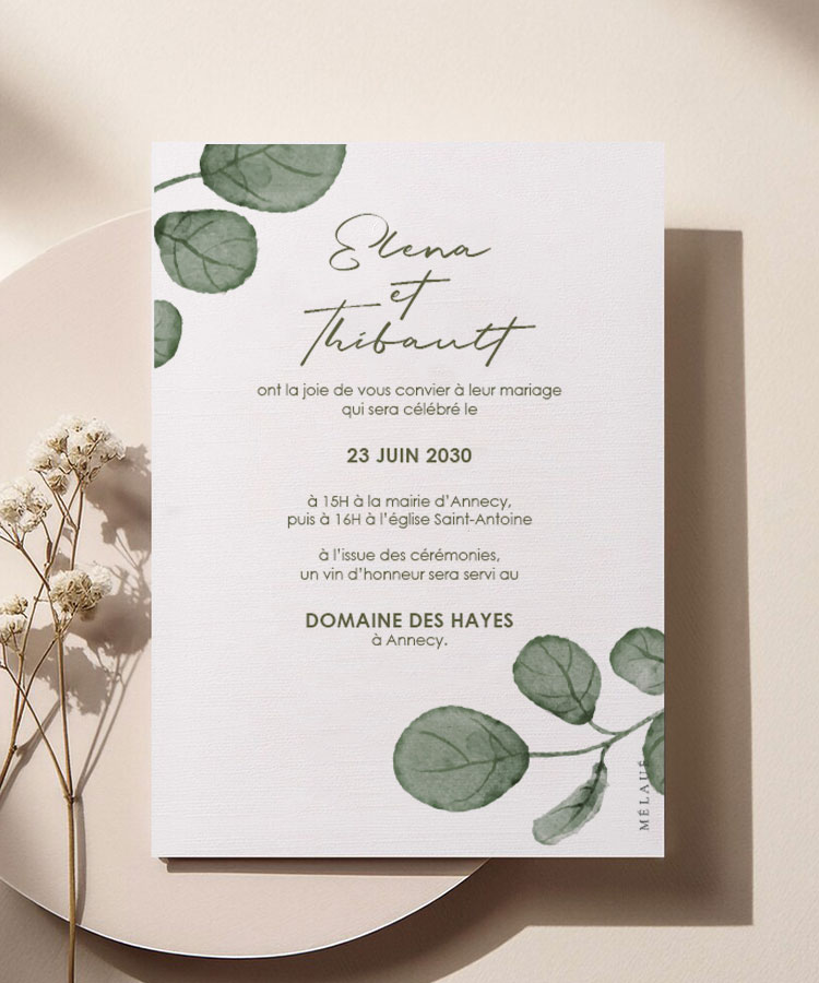 Faire part de mariage Eucalyptus