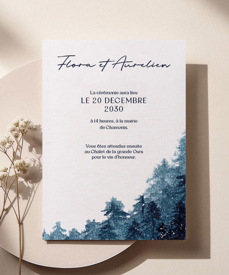 Faire part de mariage hiver