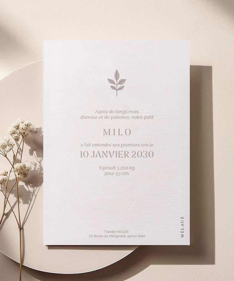 Faire part de naissance Milo