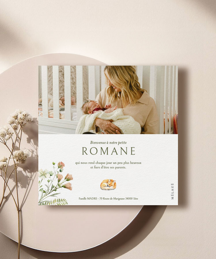 Faire part de naissance renard initiale