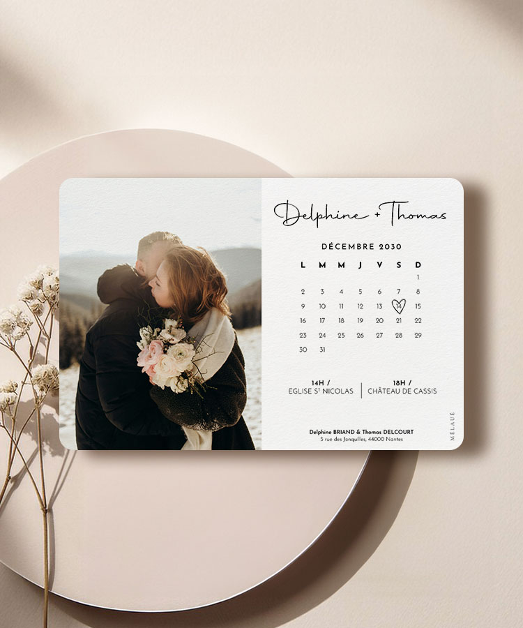 Faire part de mariage calendrier