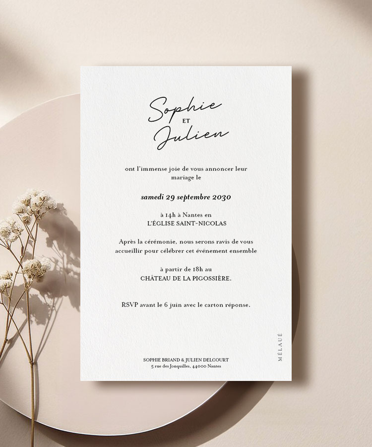 Faire part mariage Noir & Blanc