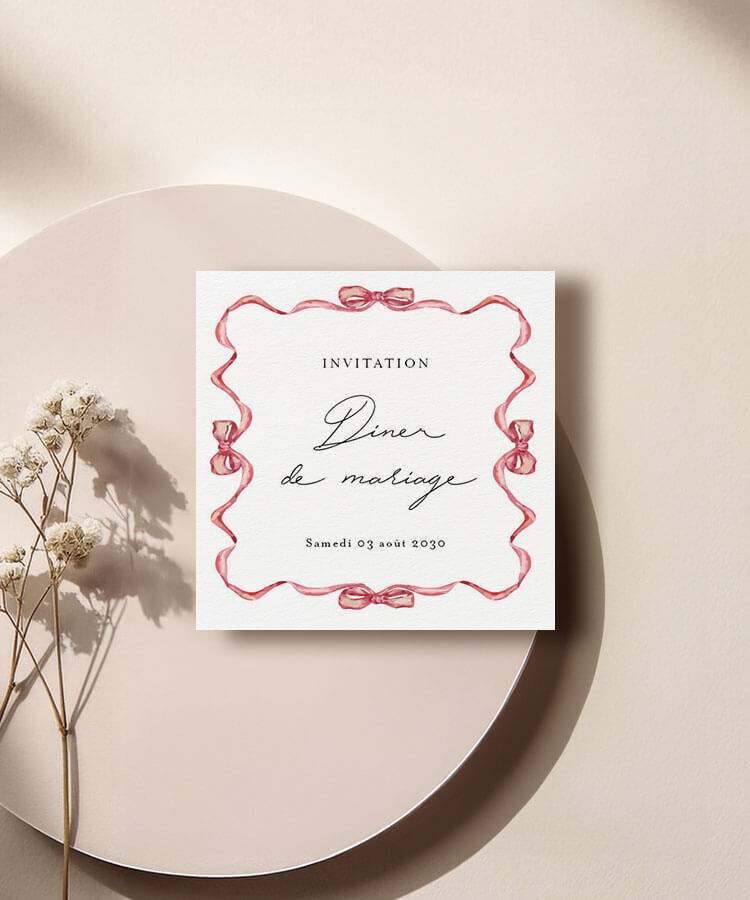 Carte d'invitation mariage Nœud & Rubans